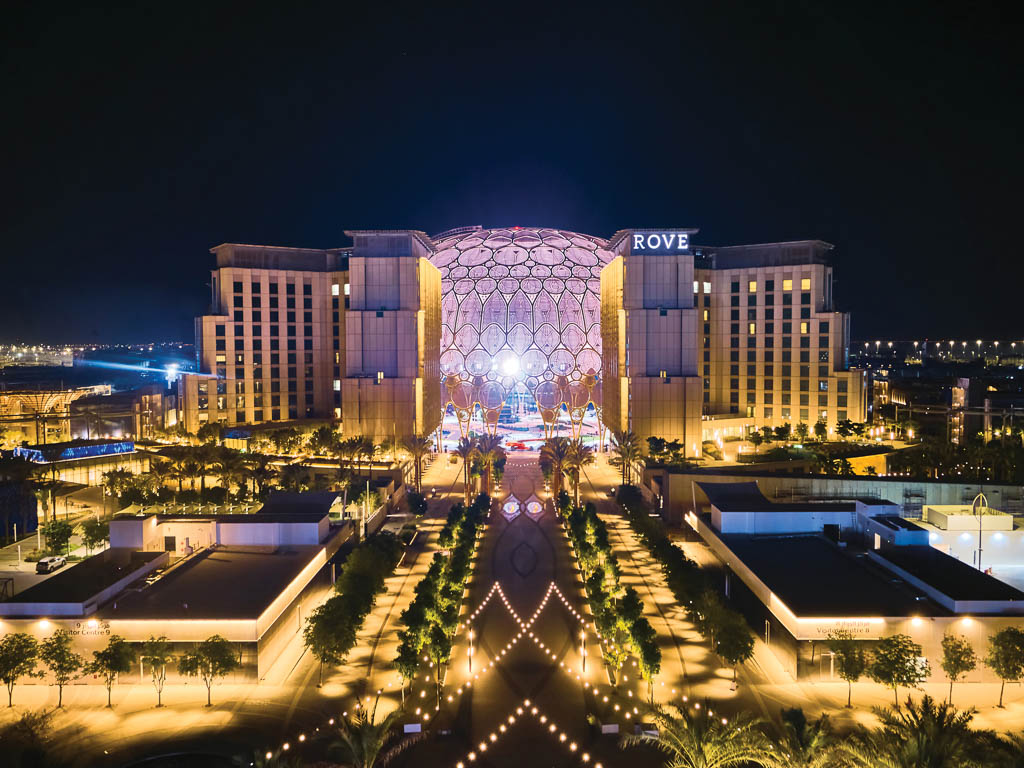 Evening view of Al Wasl during a test event