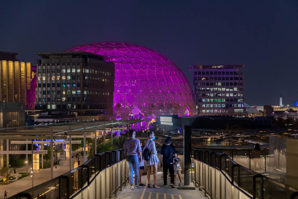 Visitors at the Republic of Korea Pavilion overlooking Al Wasl